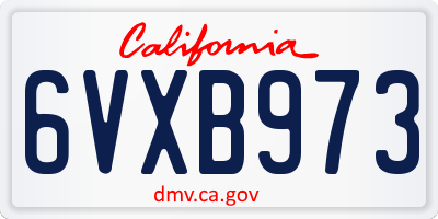 CA license plate 6VXB973