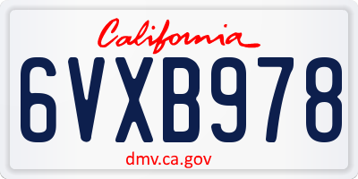 CA license plate 6VXB978