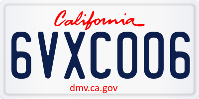 CA license plate 6VXC006