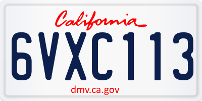 CA license plate 6VXC113