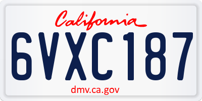 CA license plate 6VXC187