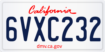 CA license plate 6VXC232