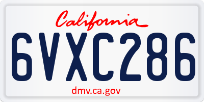 CA license plate 6VXC286