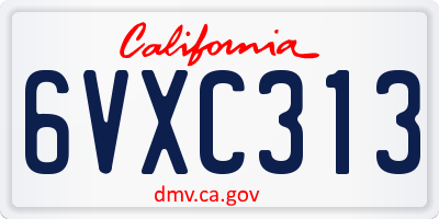 CA license plate 6VXC313