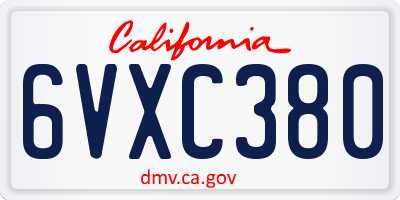 CA license plate 6VXC380