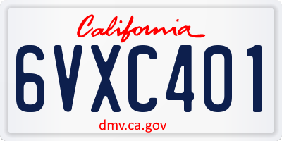 CA license plate 6VXC401