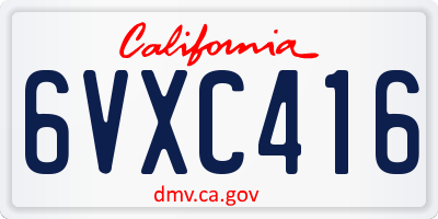 CA license plate 6VXC416