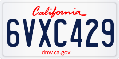 CA license plate 6VXC429