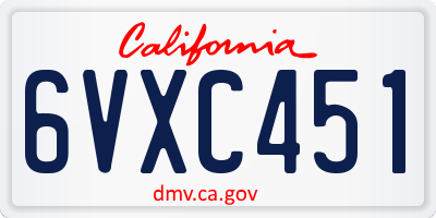 CA license plate 6VXC451