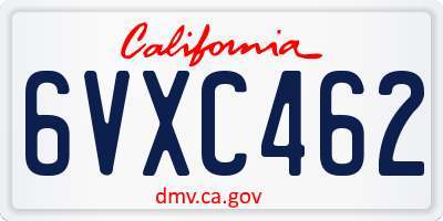 CA license plate 6VXC462
