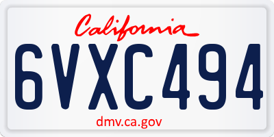 CA license plate 6VXC494