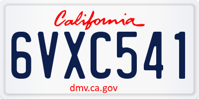 CA license plate 6VXC541