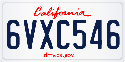 CA license plate 6VXC546