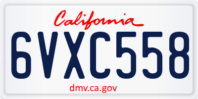 CA license plate 6VXC558