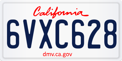 CA license plate 6VXC628