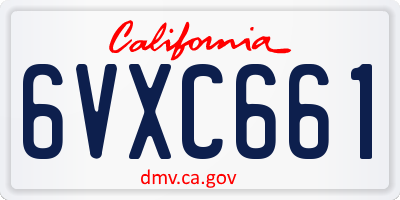 CA license plate 6VXC661