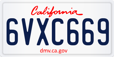 CA license plate 6VXC669