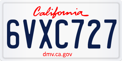 CA license plate 6VXC727