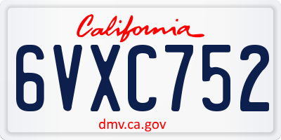 CA license plate 6VXC752