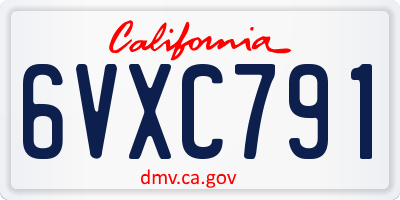 CA license plate 6VXC791