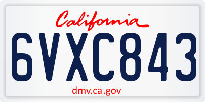 CA license plate 6VXC843