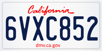 CA license plate 6VXC852