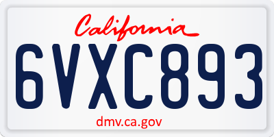 CA license plate 6VXC893