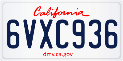 CA license plate 6VXC936