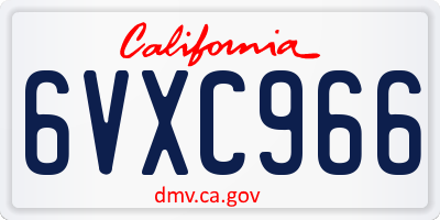 CA license plate 6VXC966