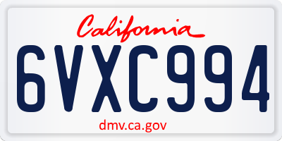 CA license plate 6VXC994