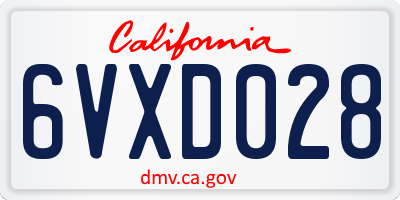 CA license plate 6VXD028