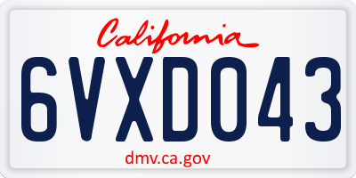 CA license plate 6VXD043
