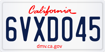 CA license plate 6VXD045