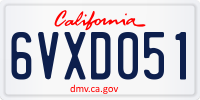 CA license plate 6VXD051