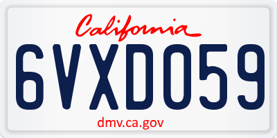 CA license plate 6VXD059