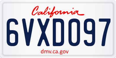 CA license plate 6VXD097