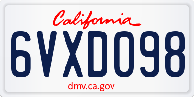 CA license plate 6VXD098
