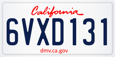 CA license plate 6VXD131