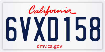 CA license plate 6VXD158