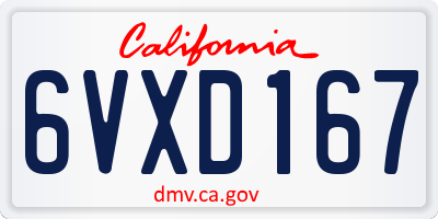 CA license plate 6VXD167