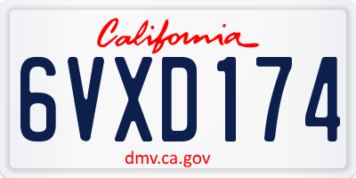 CA license plate 6VXD174