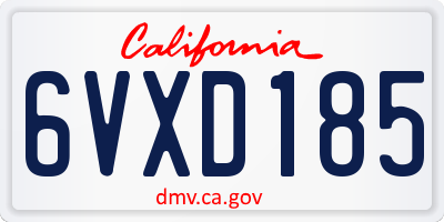 CA license plate 6VXD185