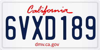 CA license plate 6VXD189