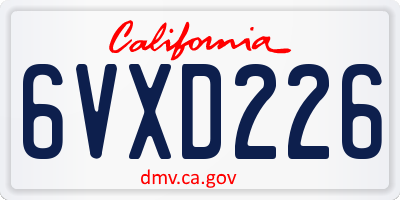 CA license plate 6VXD226