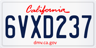 CA license plate 6VXD237