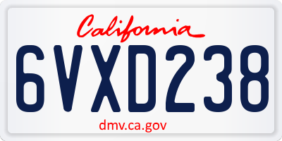 CA license plate 6VXD238