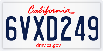 CA license plate 6VXD249