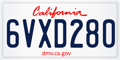 CA license plate 6VXD280