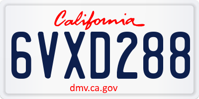 CA license plate 6VXD288