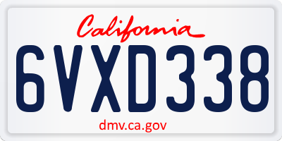 CA license plate 6VXD338